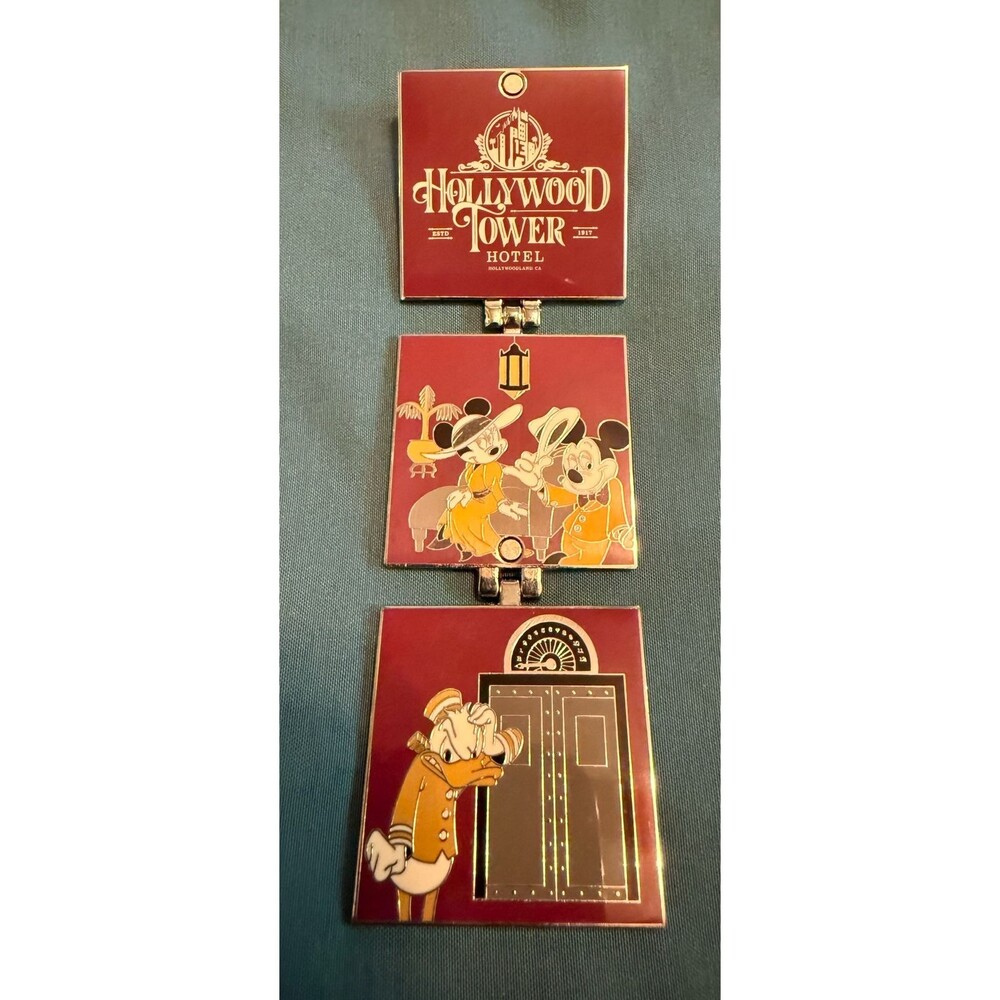 Disney Hollywood Tower of Terror - Folding Pin-Mickey, Minnie & Donald